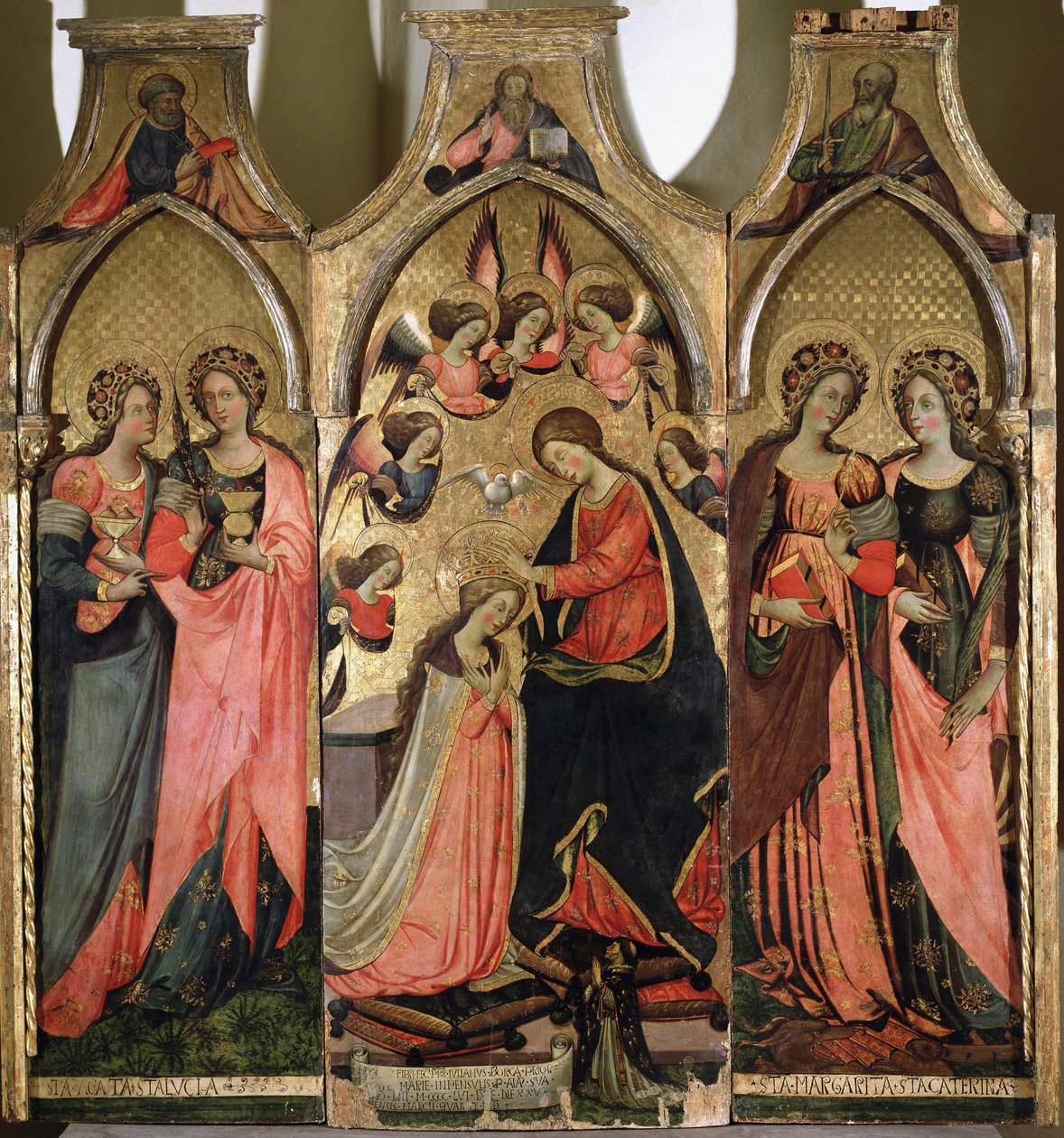 Tríptico da Coroação da Virgem - Pintura de Giovanni da Gaeta (ativo por volta de 1449-1472) século XV Gaeta, museu diocesano de Giovanni da Gaeta