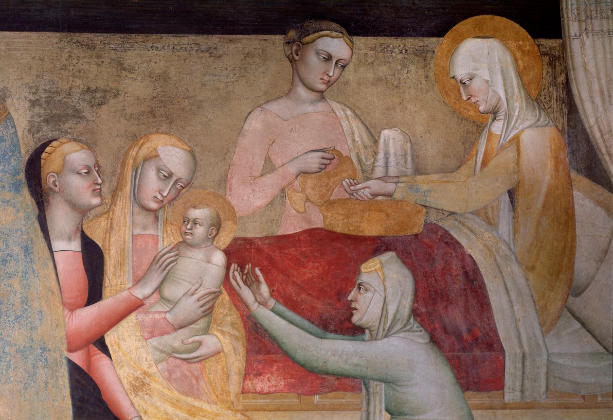 A vida da Virgem: o nascimento de Maria, detalhe (Fresco de Giovanni da Milano