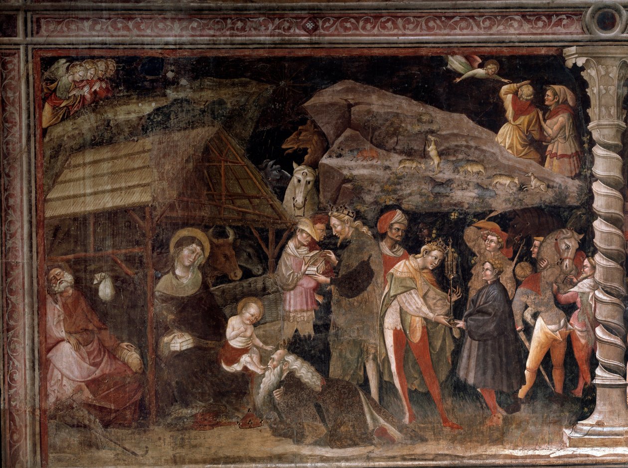Natividade. Do ciclo dos Reis Magos (Fresco, ca. 1420) de Giovanni da Modena