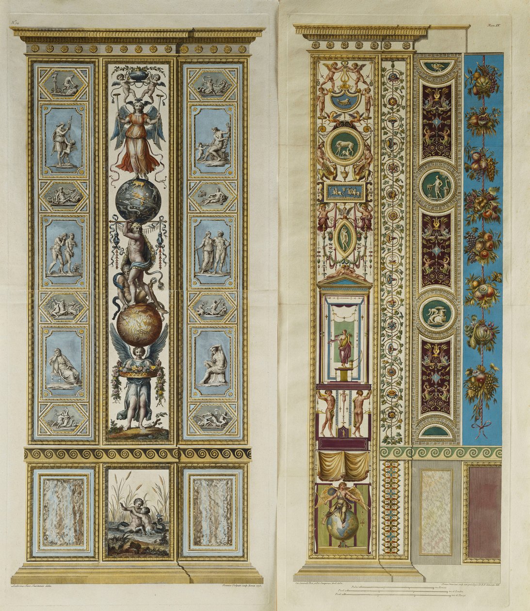 Decorações Arabescas na Loggia do Vaticano (gravura colorida) de Giovanni da Udine (after)