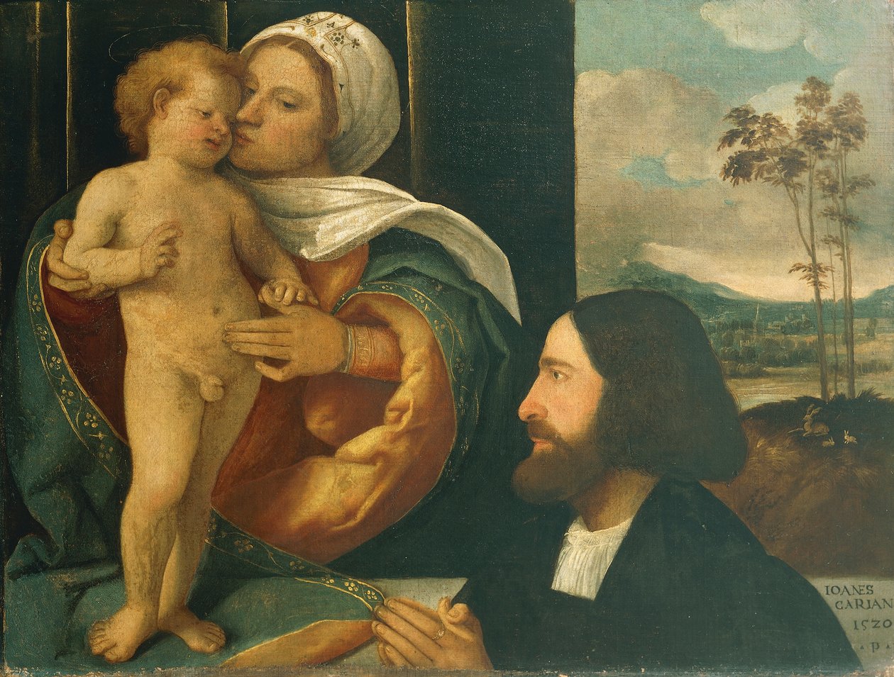 Madona com Criança e devoto, de Giovanni Cariani (nascido entre 1485 e 1490 - morreu depois de 1547) de Giovanni de Busi Cariani