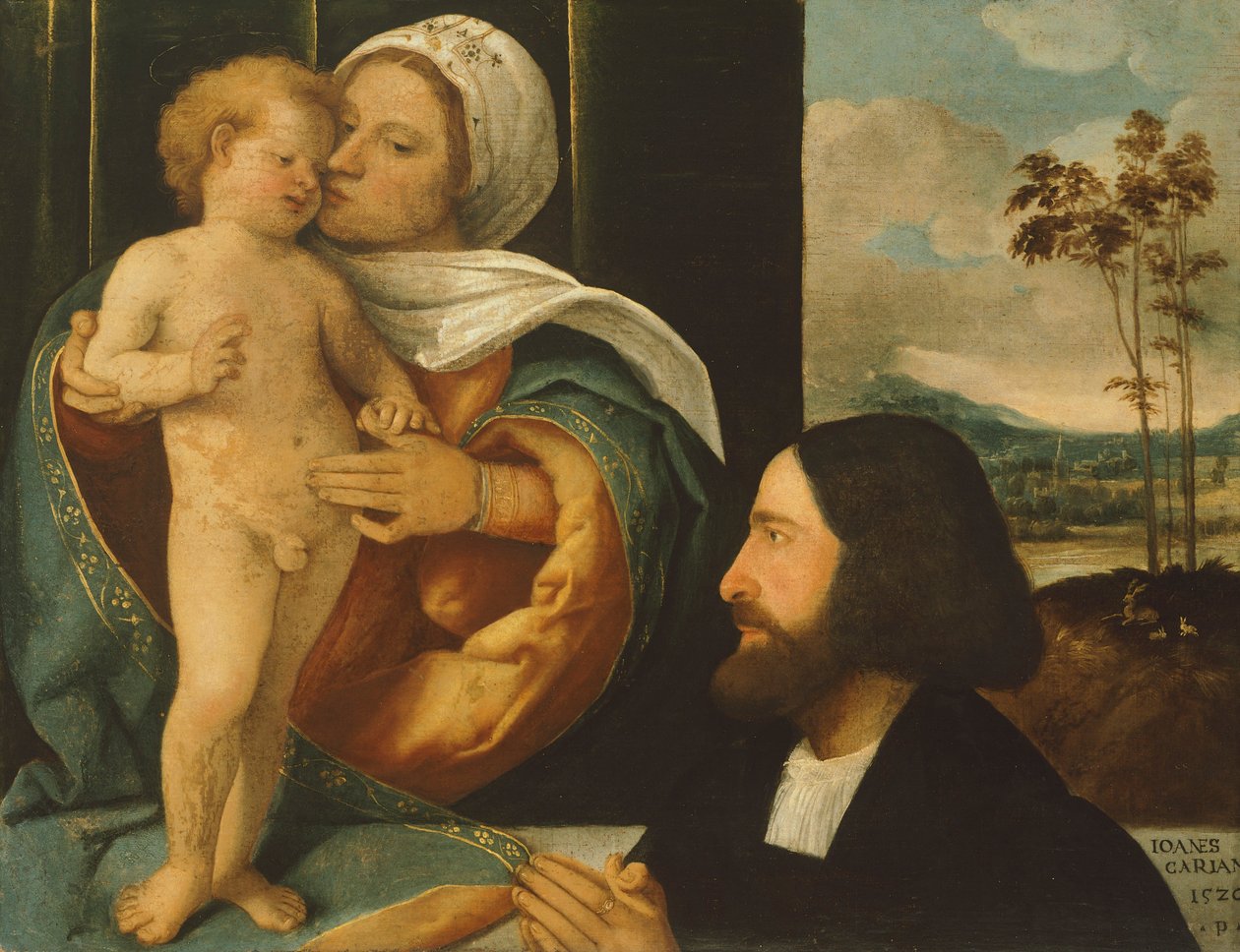 Madona com Criança e devoto, de Giovanni Cariani (nascido entre 1485 e 1490 - morreu depois de 1547) de Giovanni de Busi Cariani