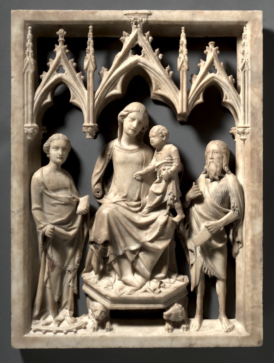 Madonna e Criança com os Santos Catarina e João Batista, c. 1340-1350. de Giovanni di Agostino