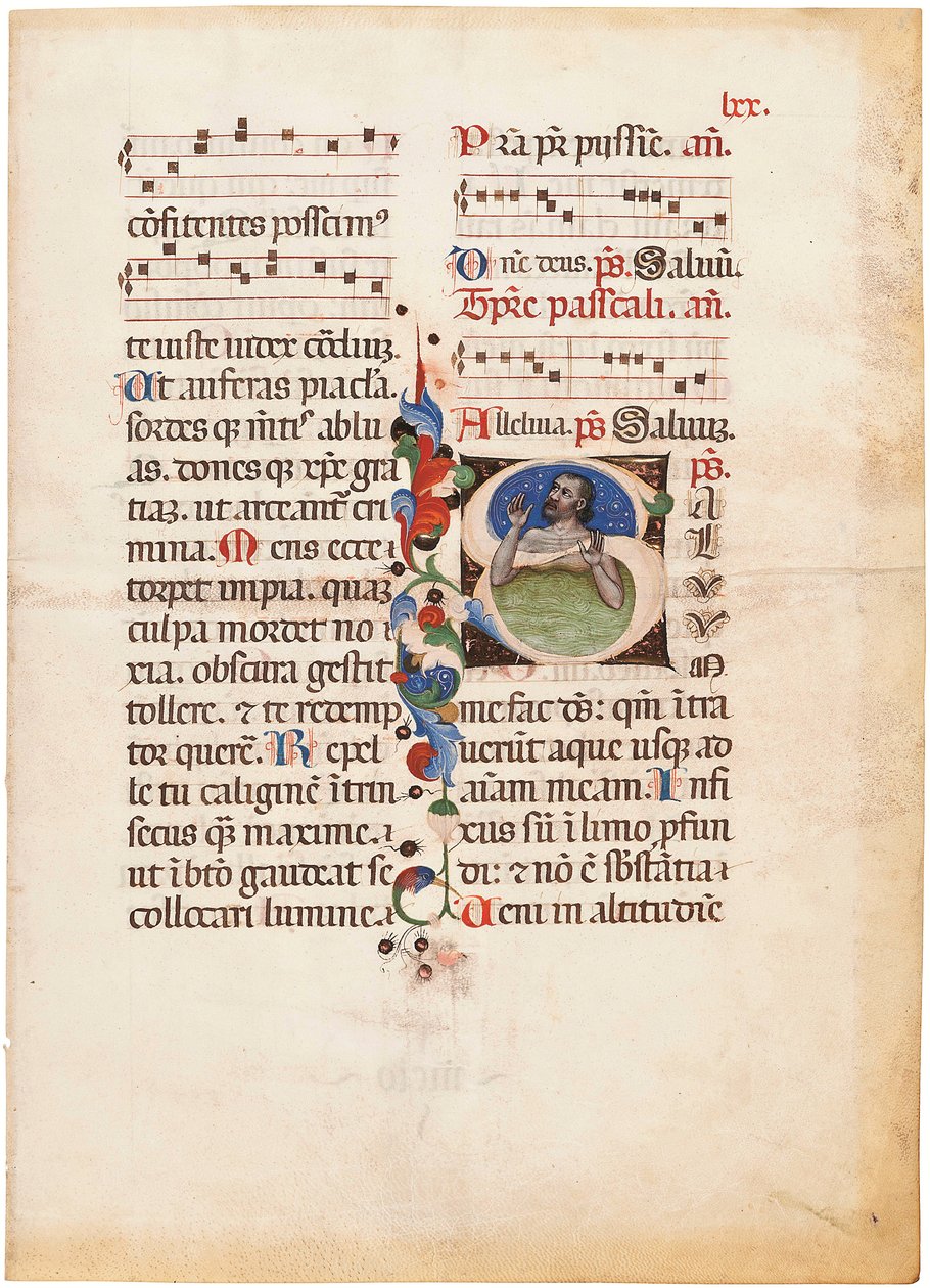 O Salmista no mar, inicial "S" numa folha de um Breviário iluminado, Bolonha ou Ferrara, c.1440 (tinta e cor sobre velino) de Giovanni di Antonio da Bologna