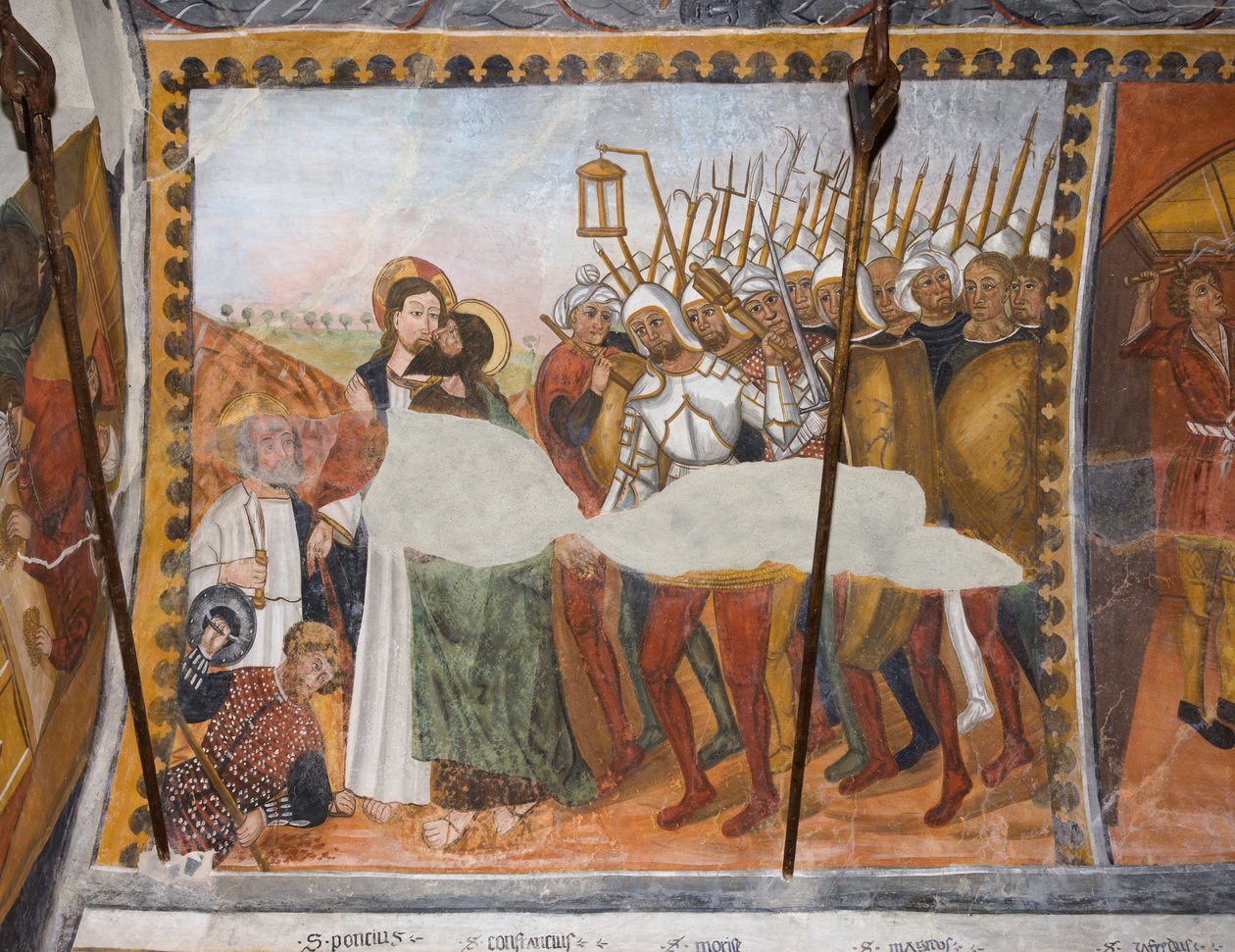 Histórias da Paixão de Cristo: Jesus traído com um beijo por Judas e capturado de Giovanni di Cherasco Botoneri