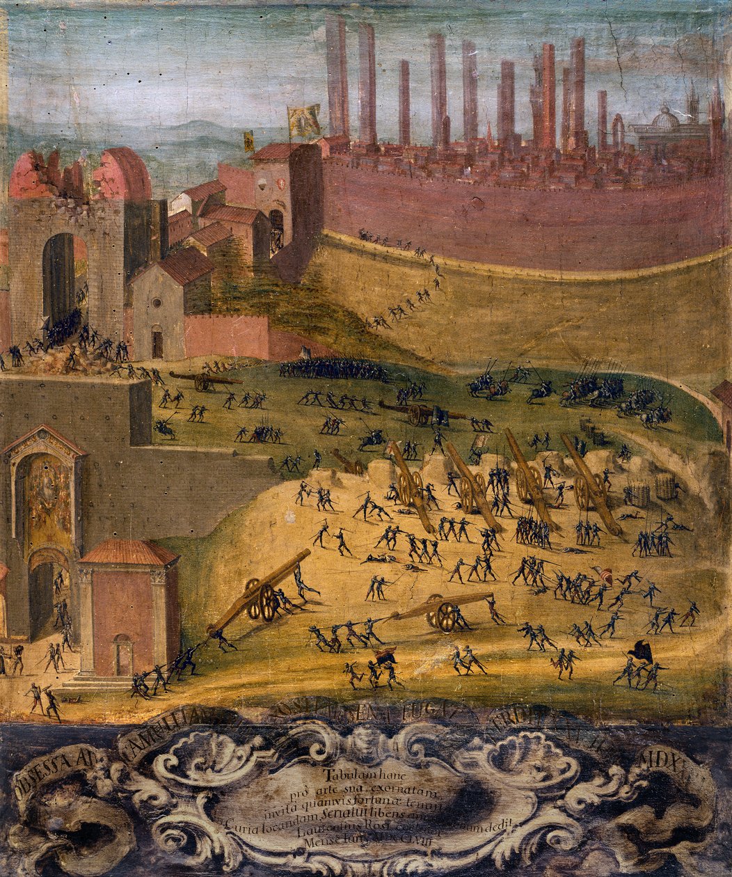 A vitória da Porta Camollia em Siena de 1526 (têmpera sobre painel) de Giovanni di Lorenzo Cini