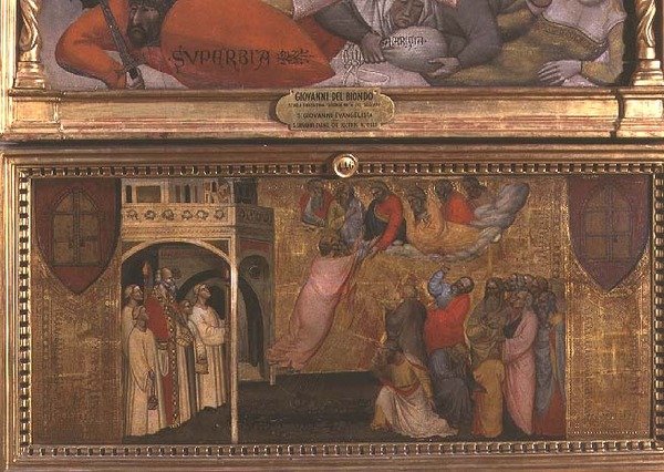 A Ascensão de São João Evangelista (tempera no painel) de Giovanni di Niccolo del Biondo