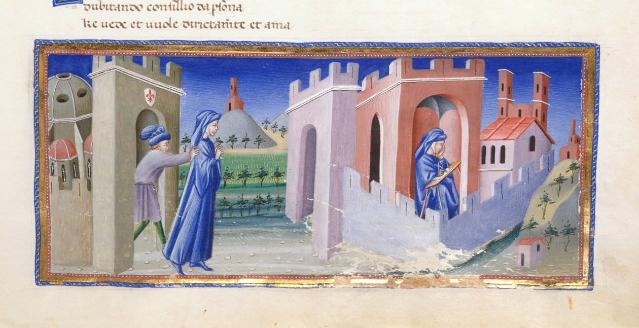 Dante sendo expulso de Florença, e compondo seu poema no exílio, do Paraíso em 