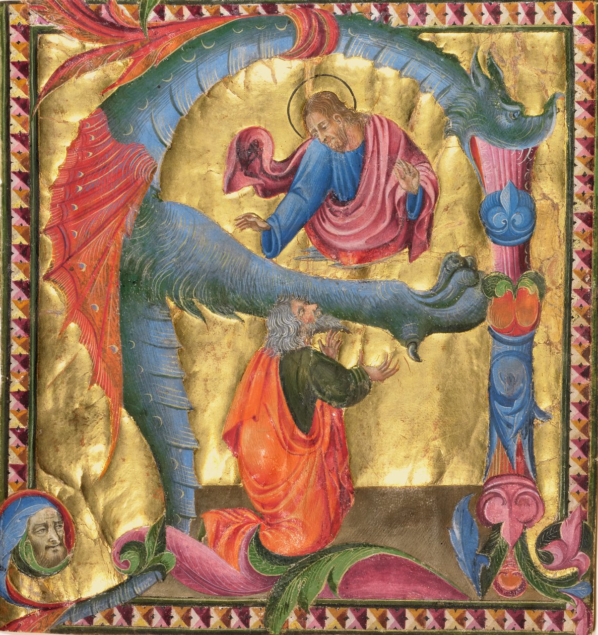 Inicial A: Cristo aparece a David de Giovanni di Paolo