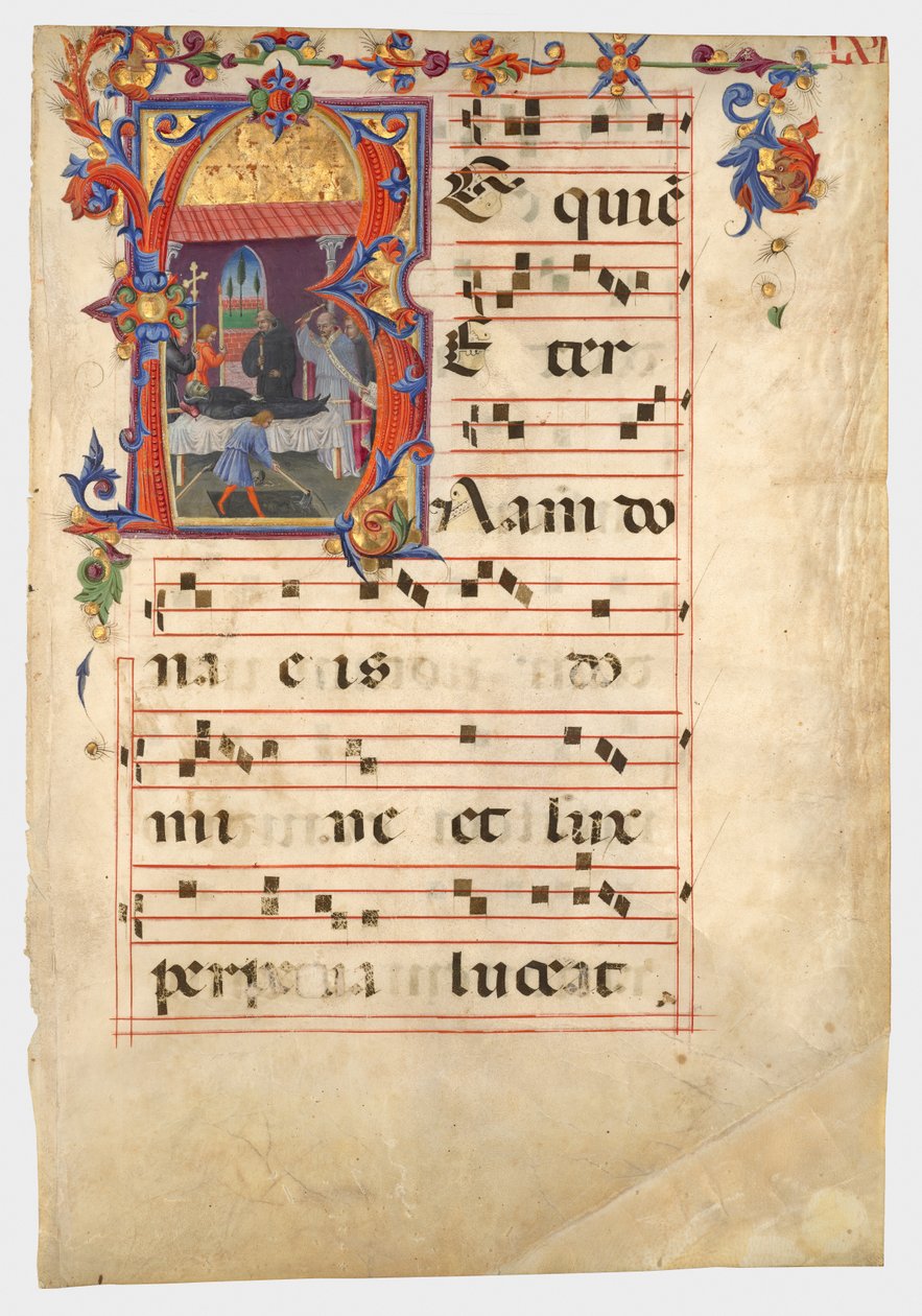 Initiale R: Eine Beerdigungsszene de Giovanni di Paolo