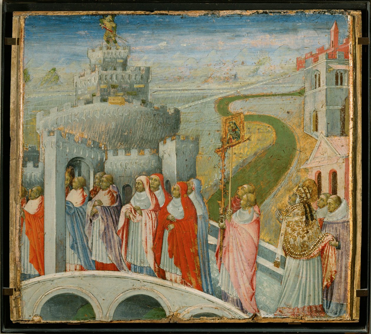 A procissão de São Gregório no Castelo de Santo Ângelo - A procissão de São Gregório no Castelo de Santo Ângelo ... de Giovanni di Paolo