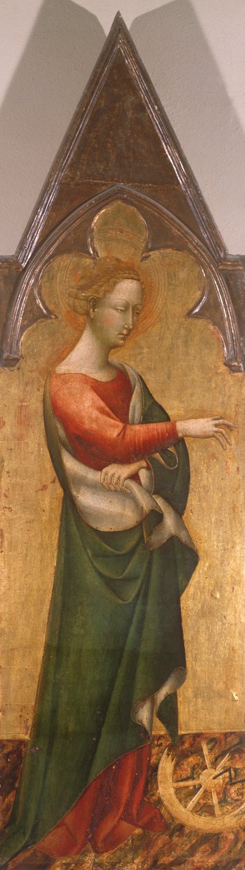 Políptico com Santa Catarina de Alessandria de Giovanni di Paolo (ca 1403-1482), detalhe de Giovanni di Paolo