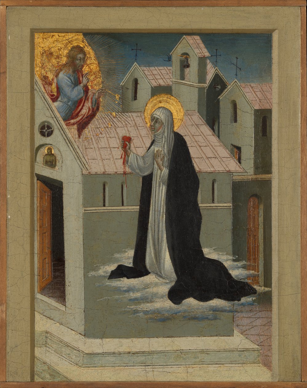 Santa Catarina de Siena, trocando seu coração com Cristo. de Giovanni di Paolo