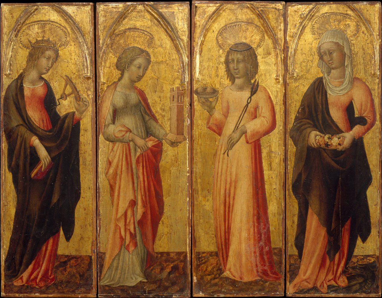 Santos Catarina de Alexandria, Barbara, Agatha e Margaret, ca. 1470 de Giovanni di Paolo