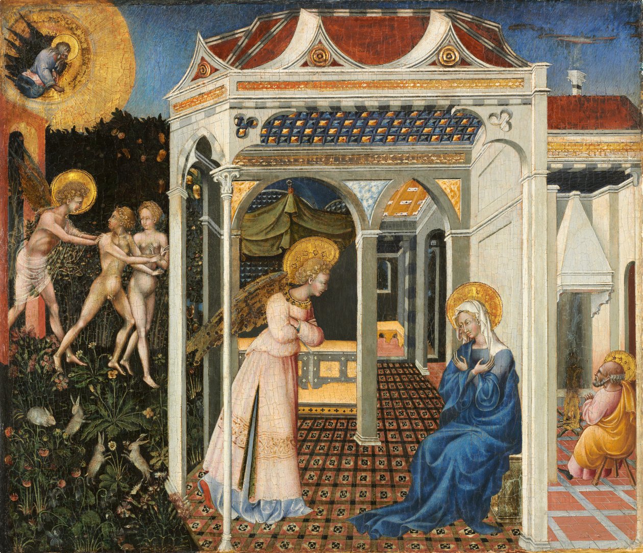 A Anunciação e Expulsão do Paraíso de Giovanni di Paolo