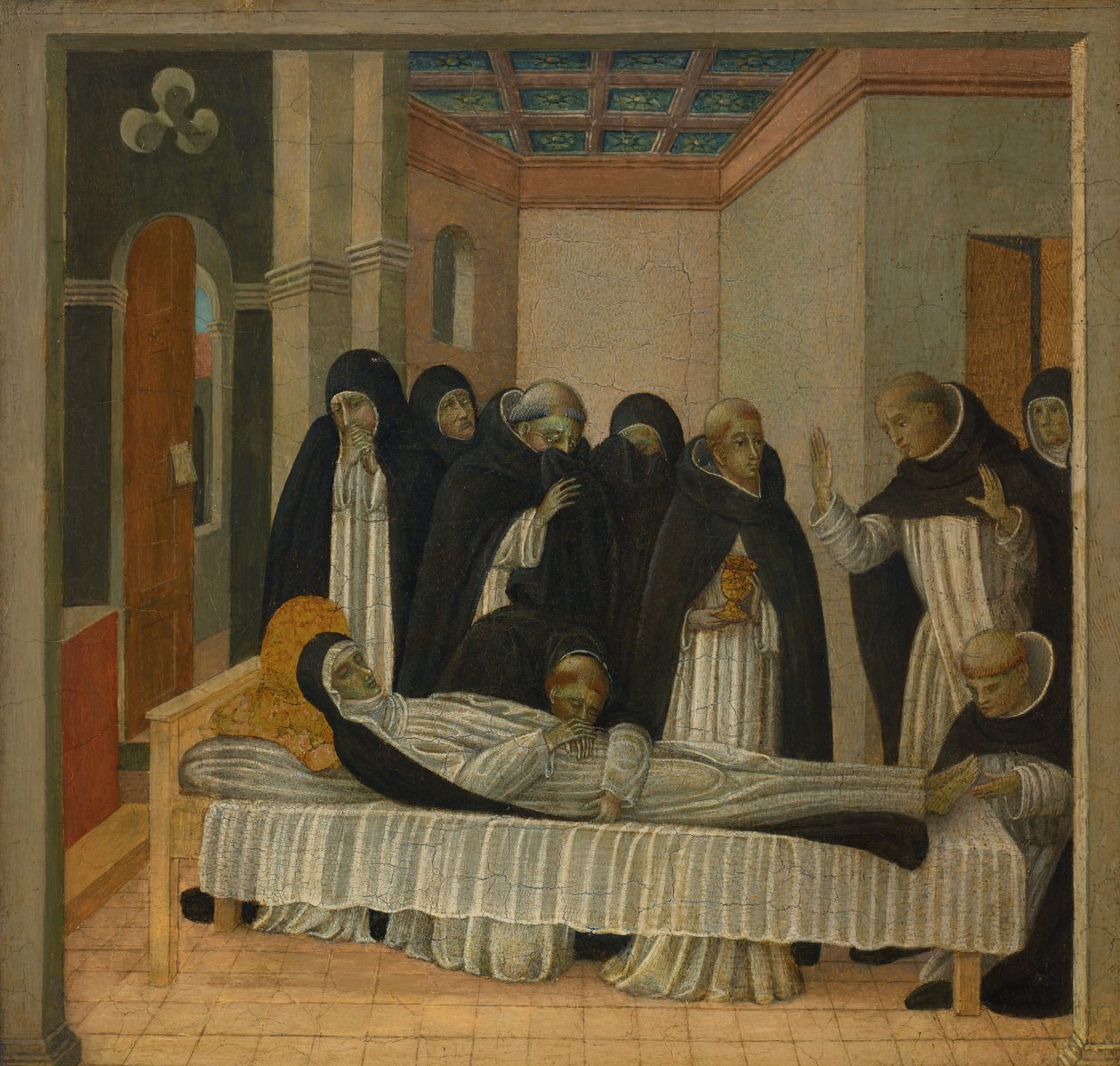 A morte de Santa Catarina de Siena (têmpera e ouro sobre painel) de Giovanni di Paolo