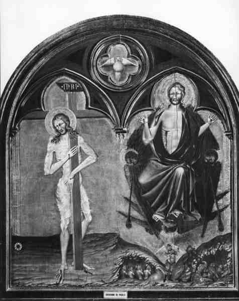 Cristo Sofredor e Cristo Triunfante (tempera no painel) (foto a p/b) de Giovanni di Paolo di Grazia