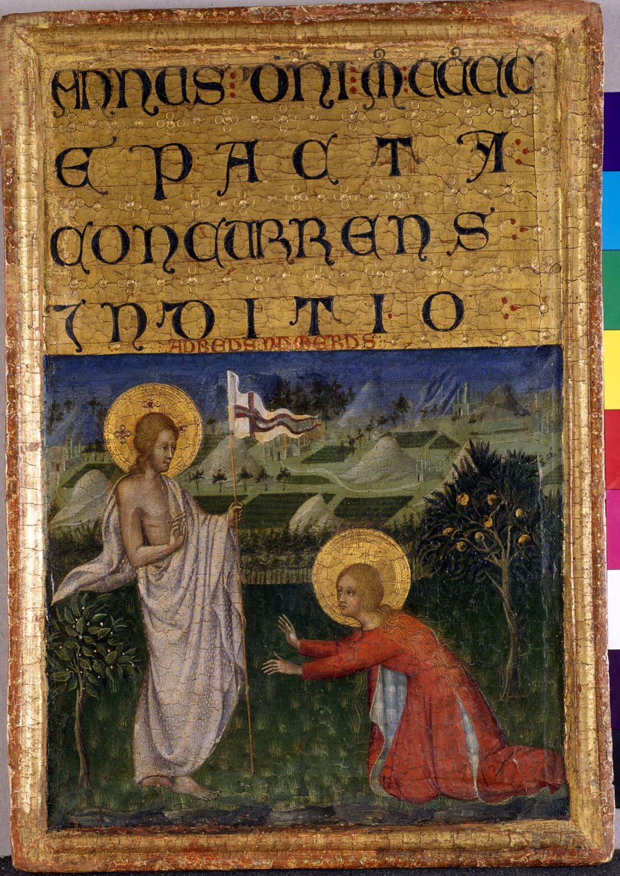 Noli me tangere, c.1450 (têmpera sobre madeira de choupo) de Giovanni di Paolo di Grazia