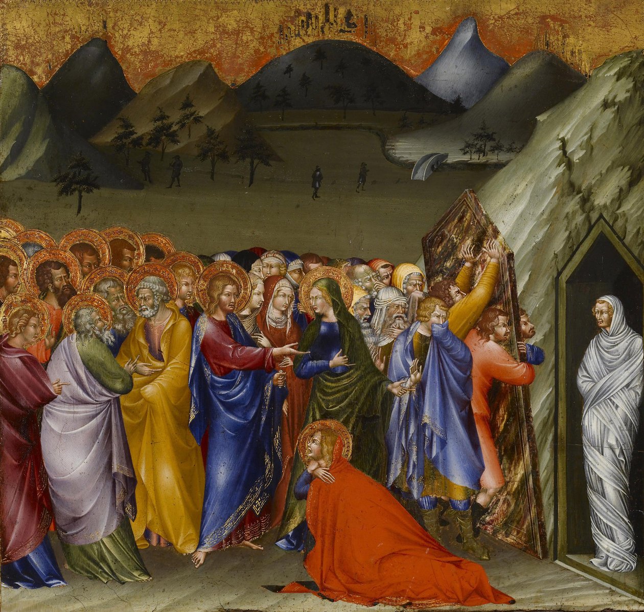 O Levantamento de Lázaro, 1426 (tempera e folha de ouro no painel) de Giovanni di Paolo di Grazia