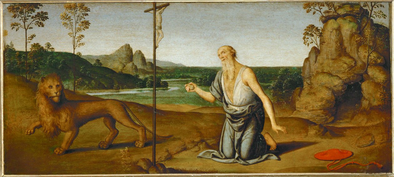 São Jerónimo no deserto ... de Giovanni di Pietro (c.1450 1529) (studio of)