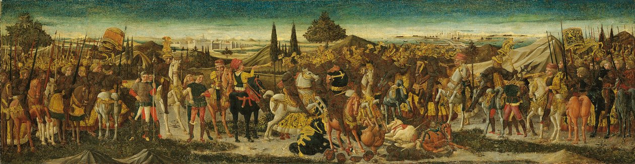 Uma cena de batalha, na frente de um cassone de Giovanni di Ser Giovanni Scheggia