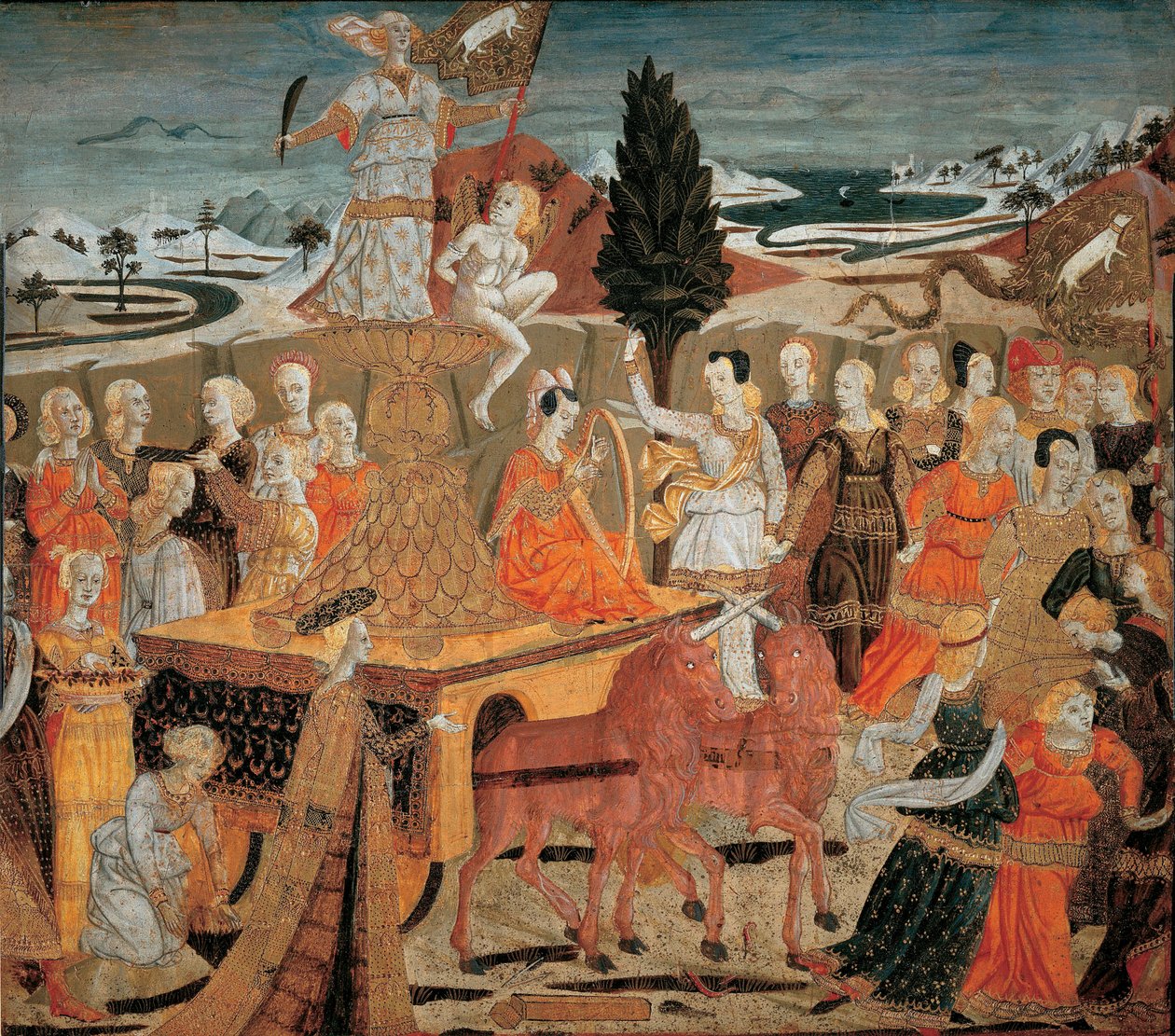 Le triomphe de la chastete - O triunfo da castidade - (Lo Scheggia) Giovanni di Ser Giovanni (1406-1486). Tempera no painel de Giovanni di Ser Giovanni Scheggia