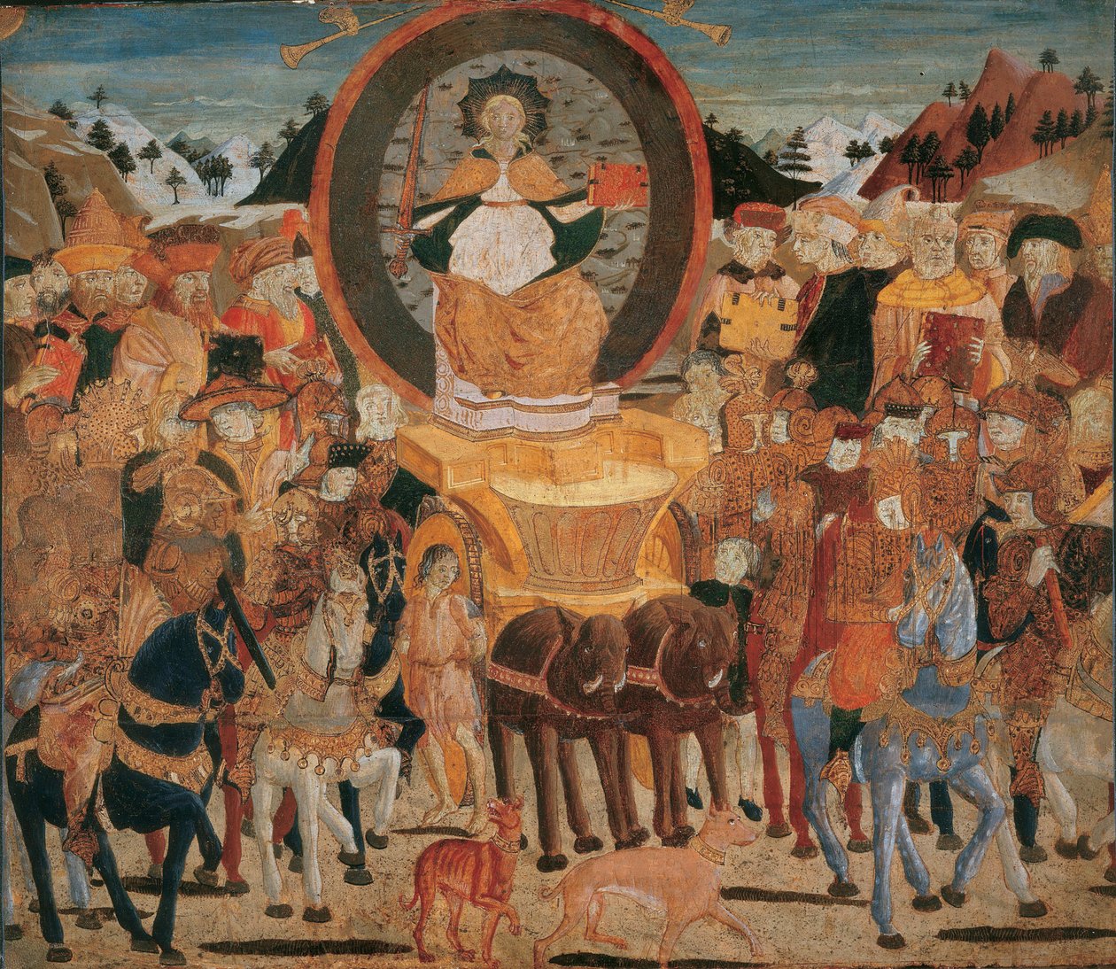 Le triomphe de la gloire - O Triunfo da Fama - (Lo Scheggia) Giovanni di Ser Giovanni (1406-1486). Tempera no painel de Giovanni di Ser Giovanni Scheggia