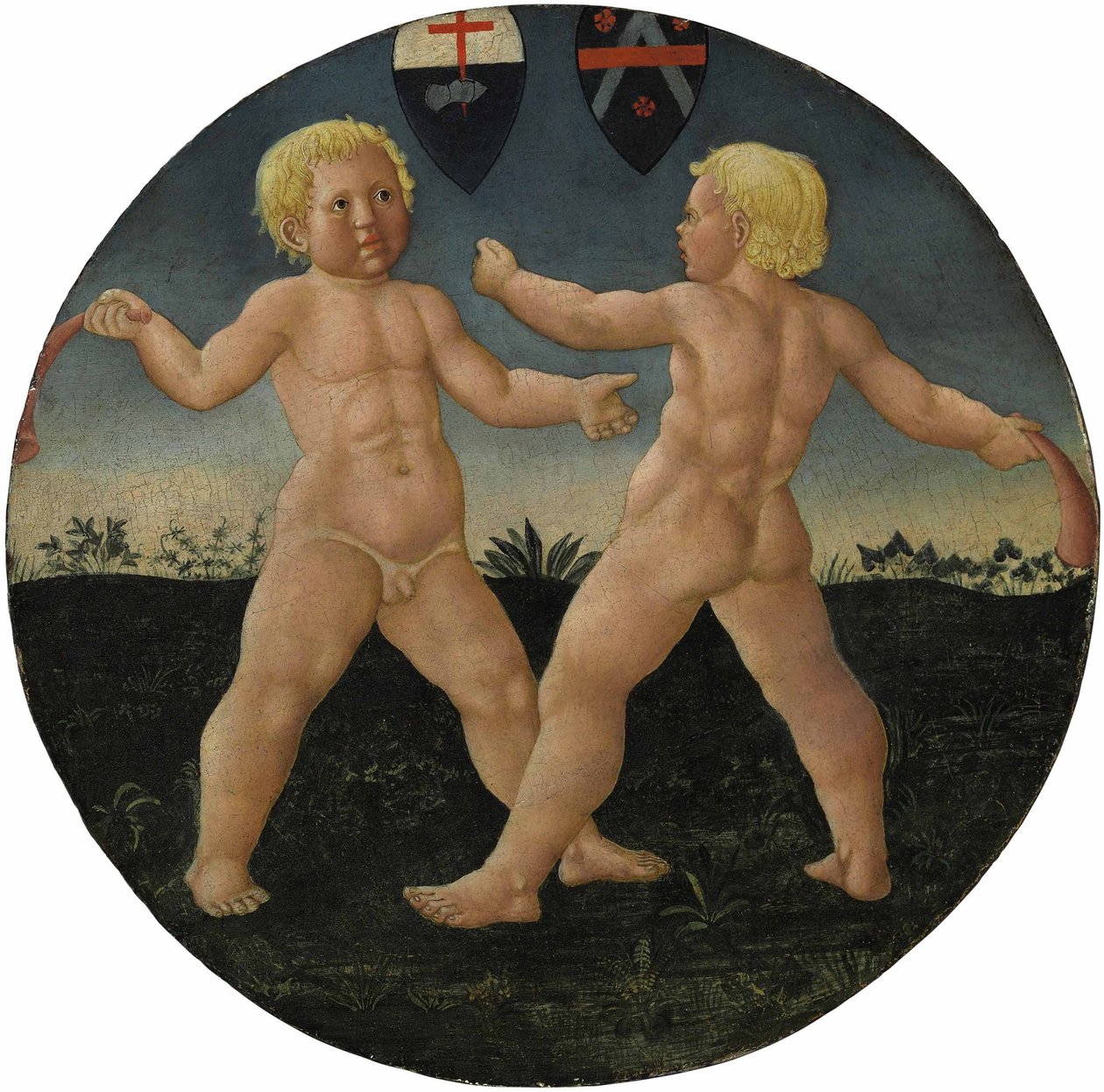 Desco da parto: Dois rapazes a brincar de Giovanni Di Ser Giovanni Guidi
