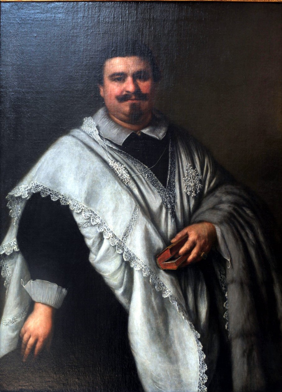 Retrato, de, um, canon de Girolamo Forabosco