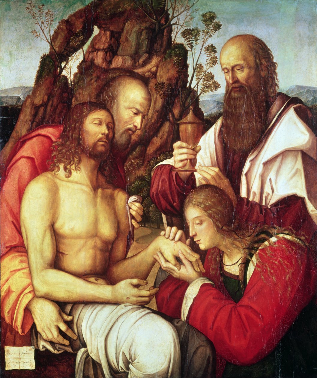 A lamentação sobre o Cristo morto (painel) de Girolamo Marchesi da Cotignola