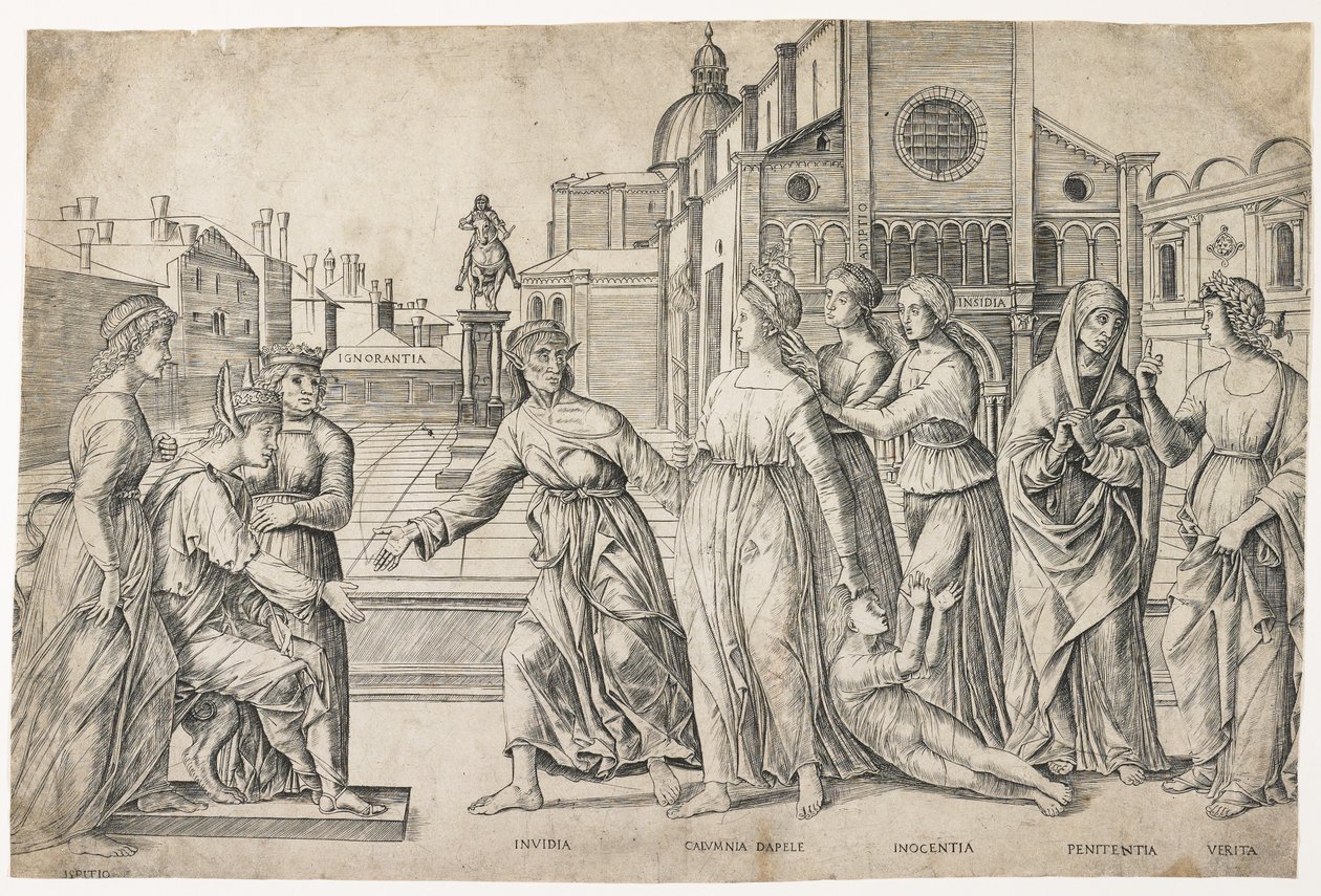 Calumny de Apelles, c. 1500-1506 de Girolamo Mocetto