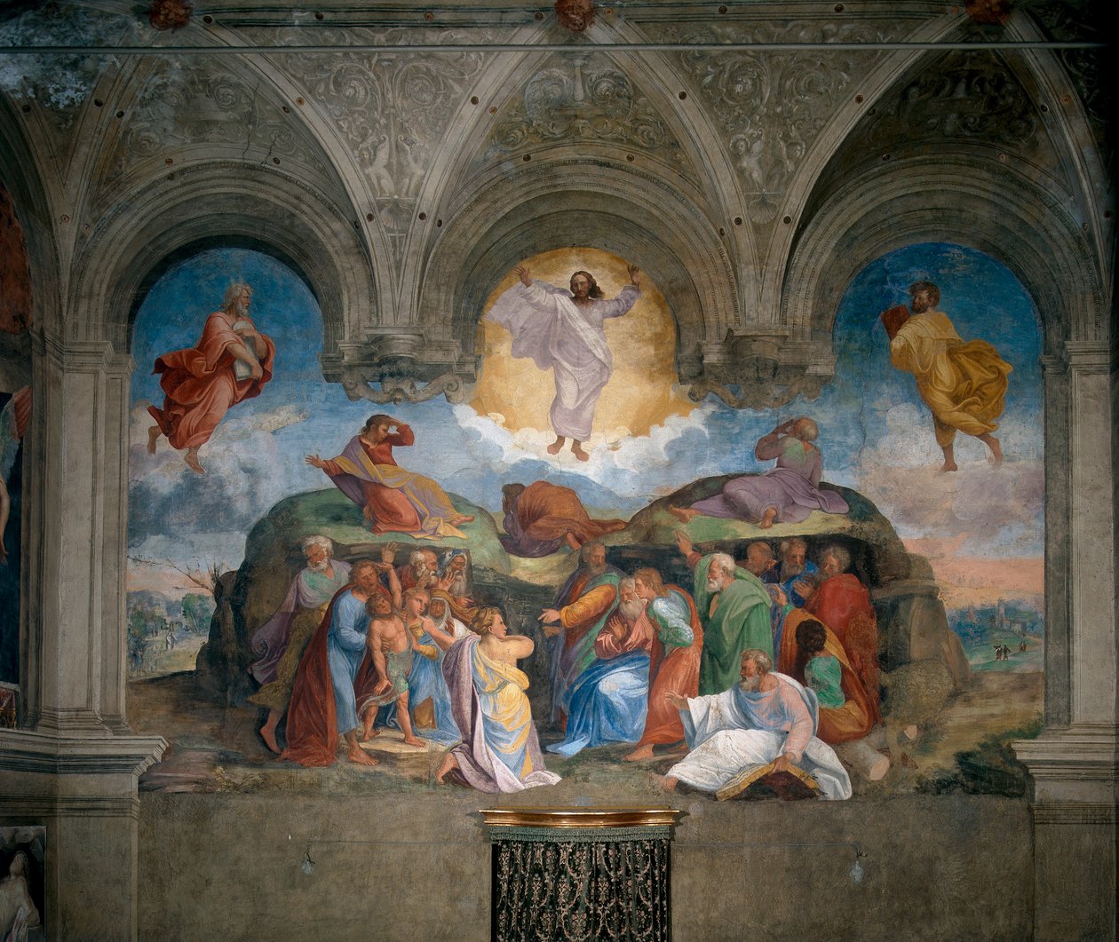 Transfiguração de Cristo, pintado em um pedaço da parede na sacristia de Girolamo da Carpi