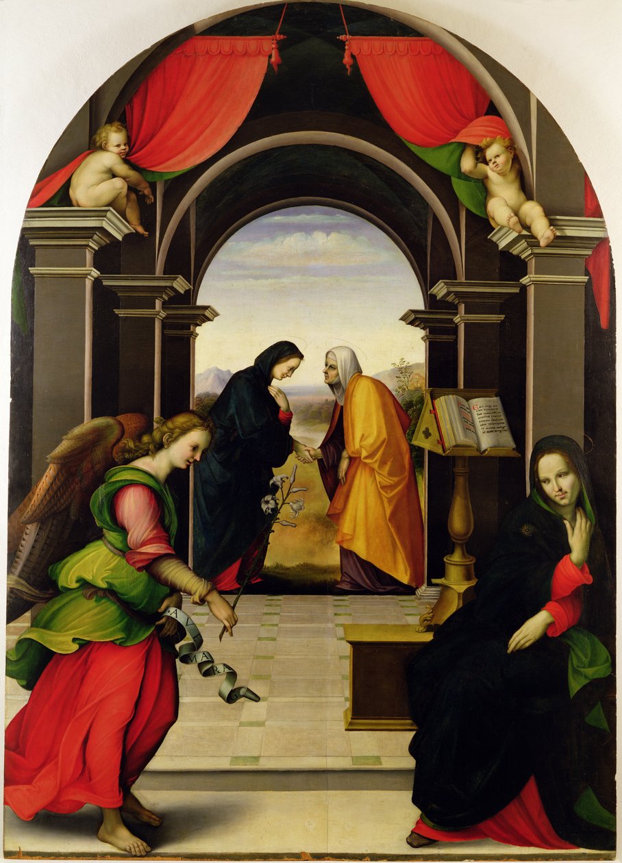 A Anunciação e a Visitação, 1518 de Girolamo del Pacchia