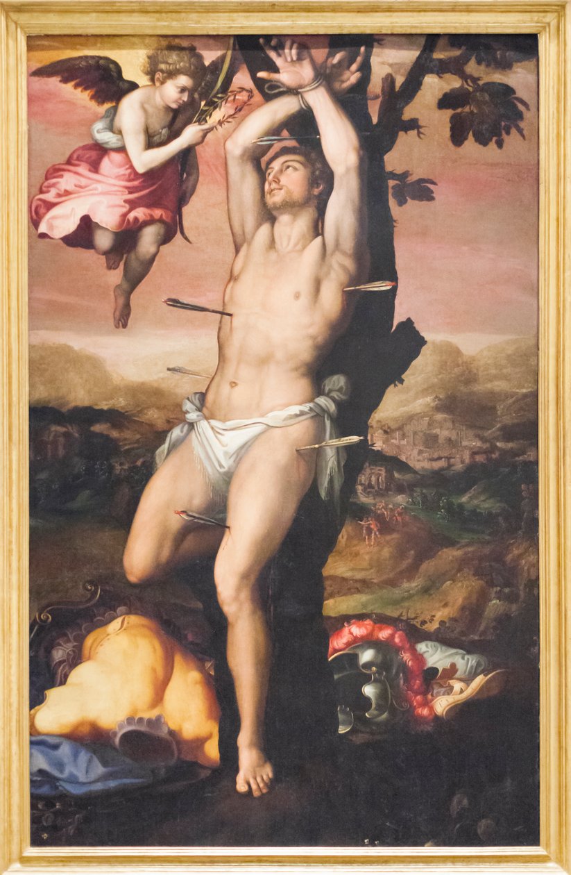 São Sebastião recebe a Coroa e a Palma do Martírio de Girolamo (1521 c.1580) Siciolante