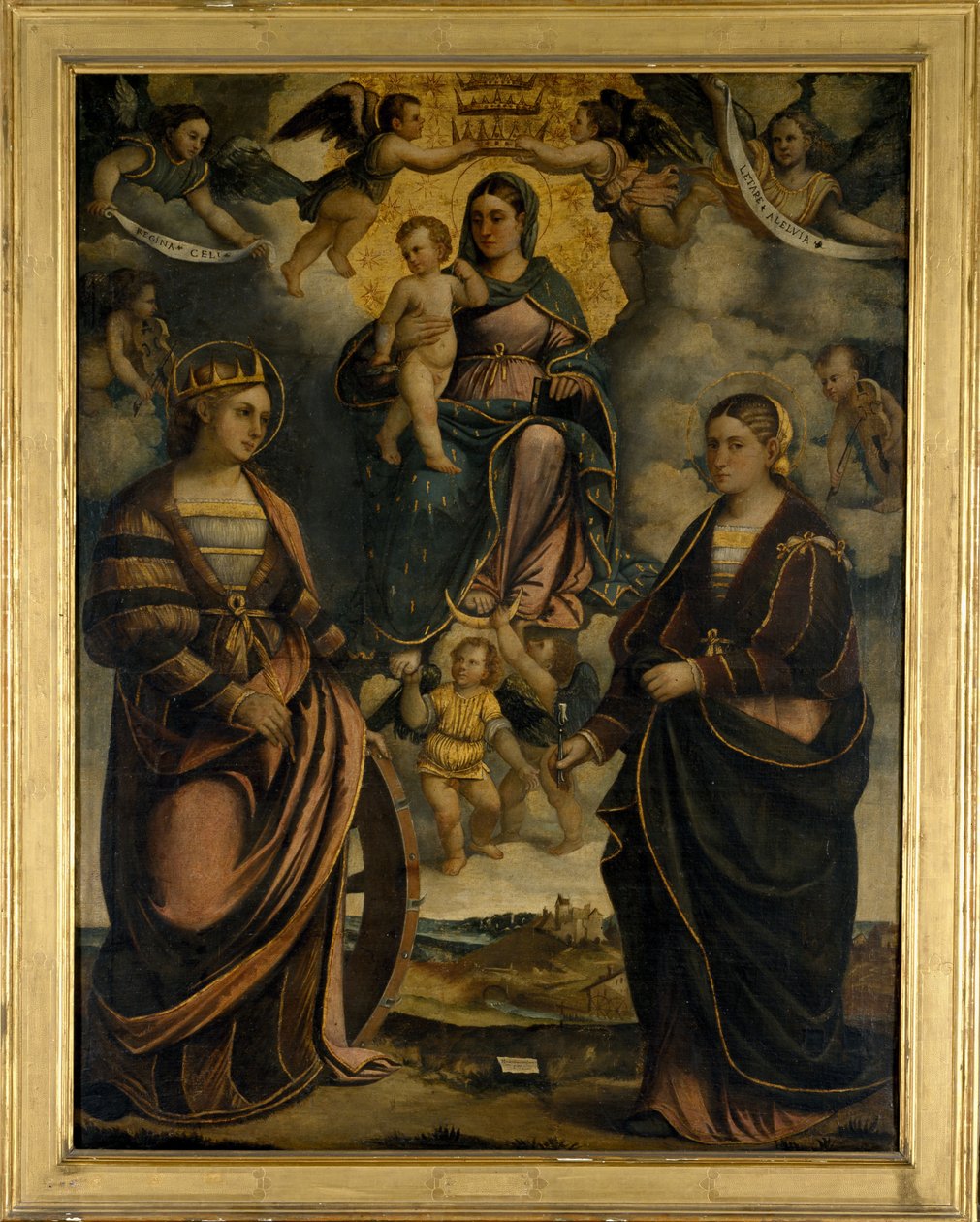 Madonna e Criança entre os santos Catarina e Apolônia, 1526. de Girolamo Dal Toso