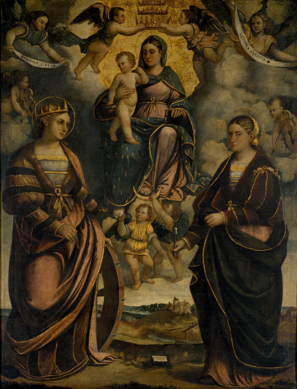 Madonna e Criança entre os santos Catarina e Apolônia, 1526. de Girolamo Dal Toso