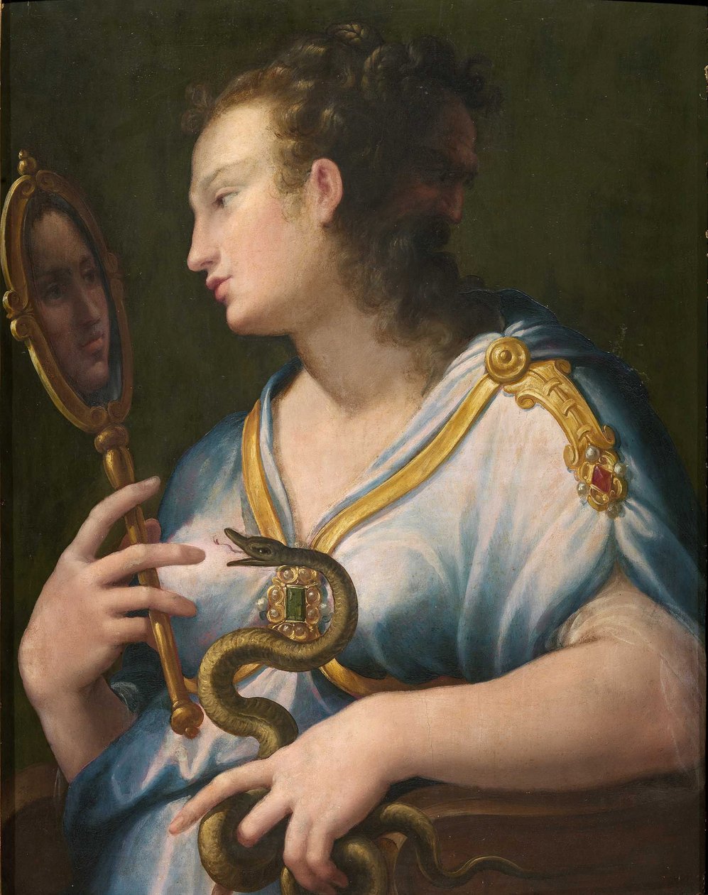 Allegorie de la prudence - Alegoria da Prudência por Macchietti, Girolamo (c. 1535-1592). Óleo sobre tela, tamanho : 71x57, , Colecção Privada de Girolamo Macchiatti