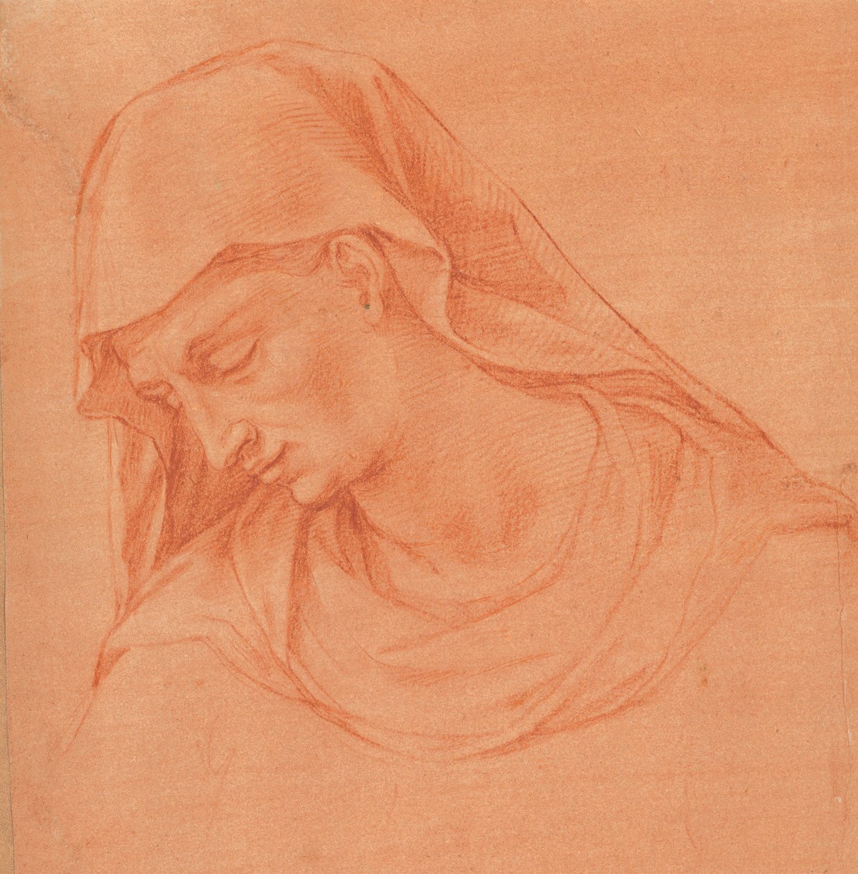 Cabeça de uma mulher de luto em perfil à esquerda, ca. 1575-80. de Girolamo Macchietti