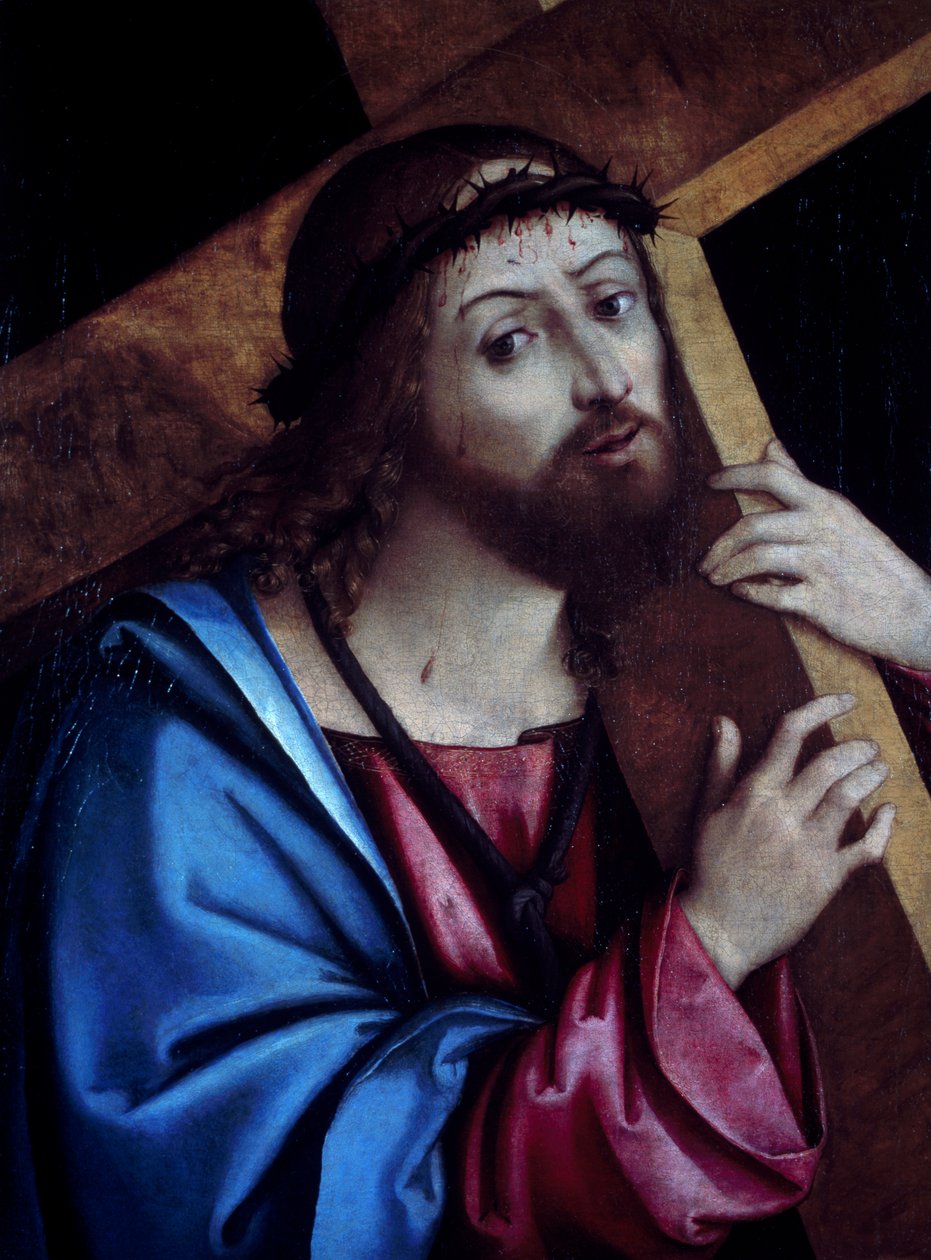 Cristo carregando a cruz, de Girolamo Marchesi conhecido como Cotignola (ca. 1471-1540), têmpera sobre tela, 41x56 cm. de Girolamo Marchesi da Cotignola