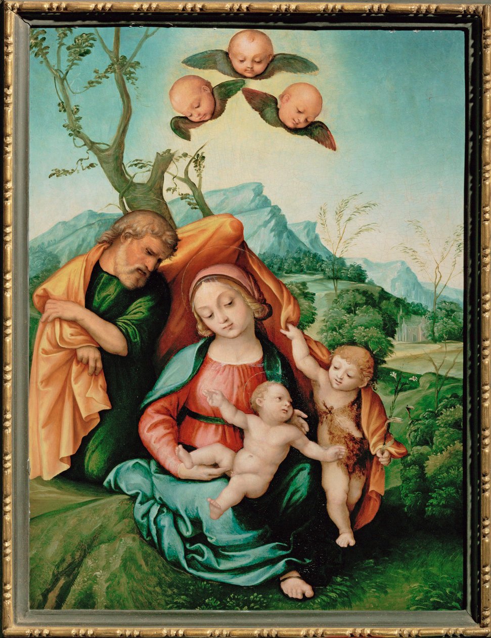 Sagrada Família (pintura sobre madeira) de Girolamo Marchesi da Cotignola