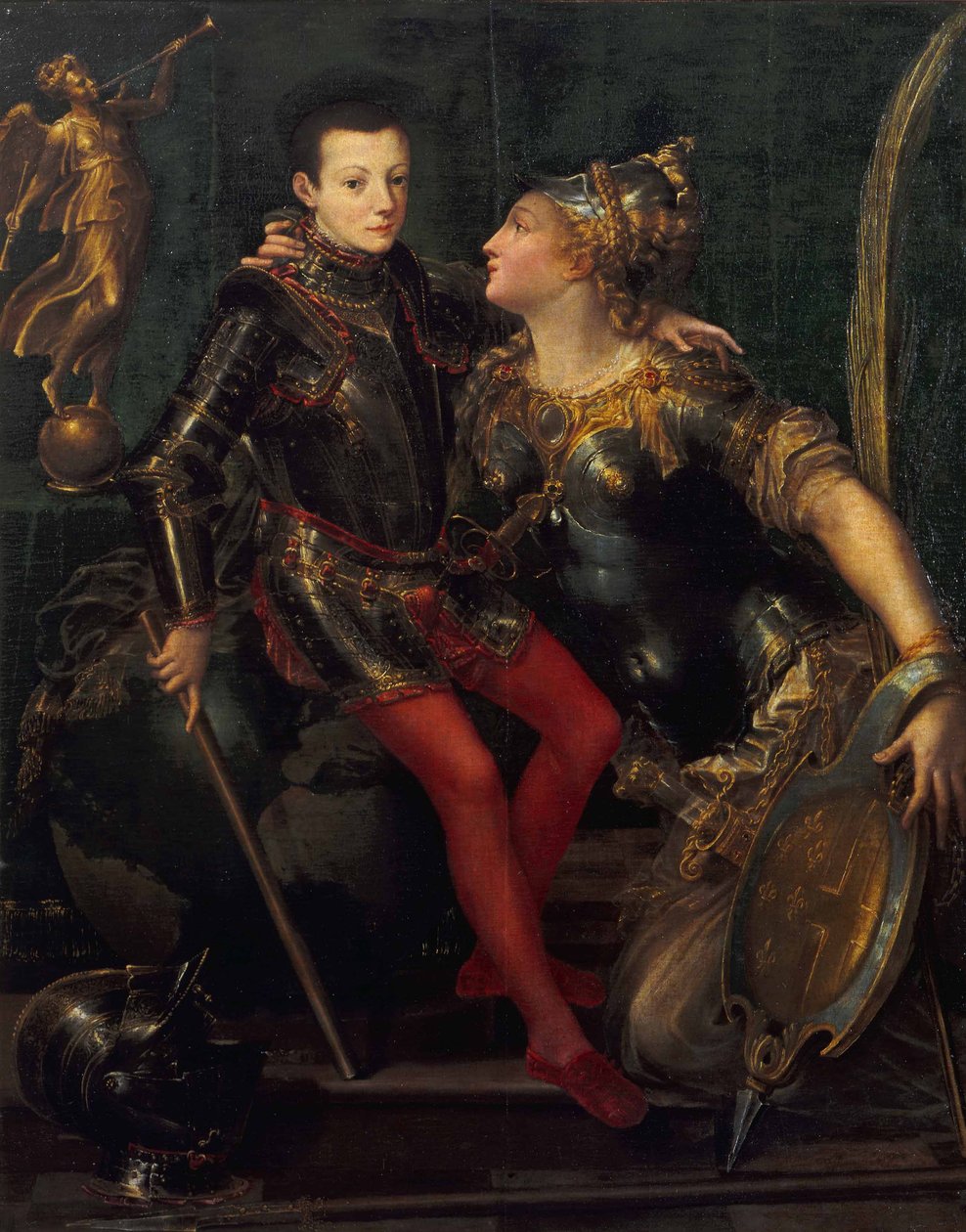 Retrato alegórico de Parma abraçando Alessandro Farnese, 1556 de Girolamo Mazzola Bedoli
