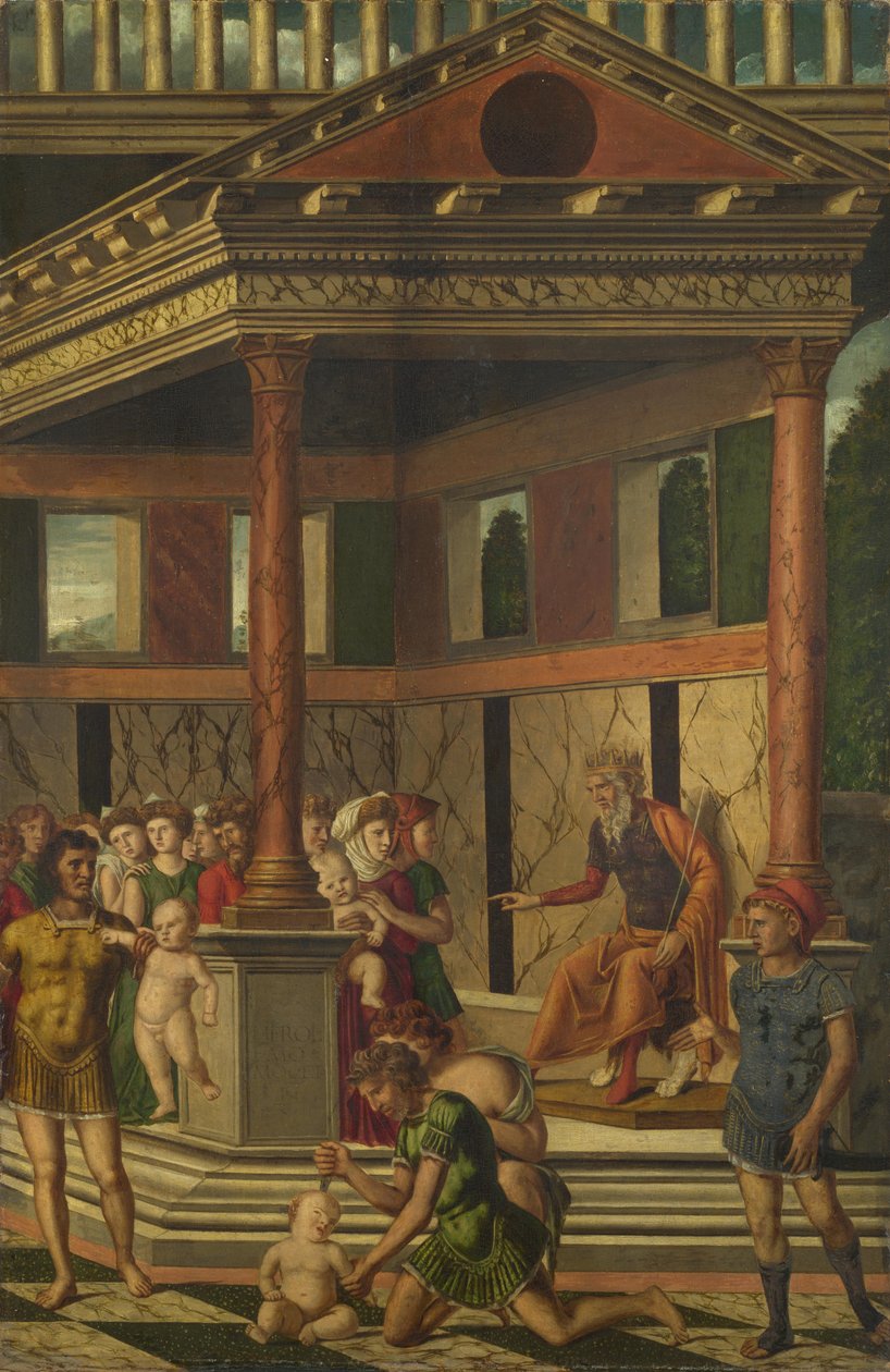 O Massacre dos Inocentes com Herodes, ca 1510-1520 de Girolamo Mocetto