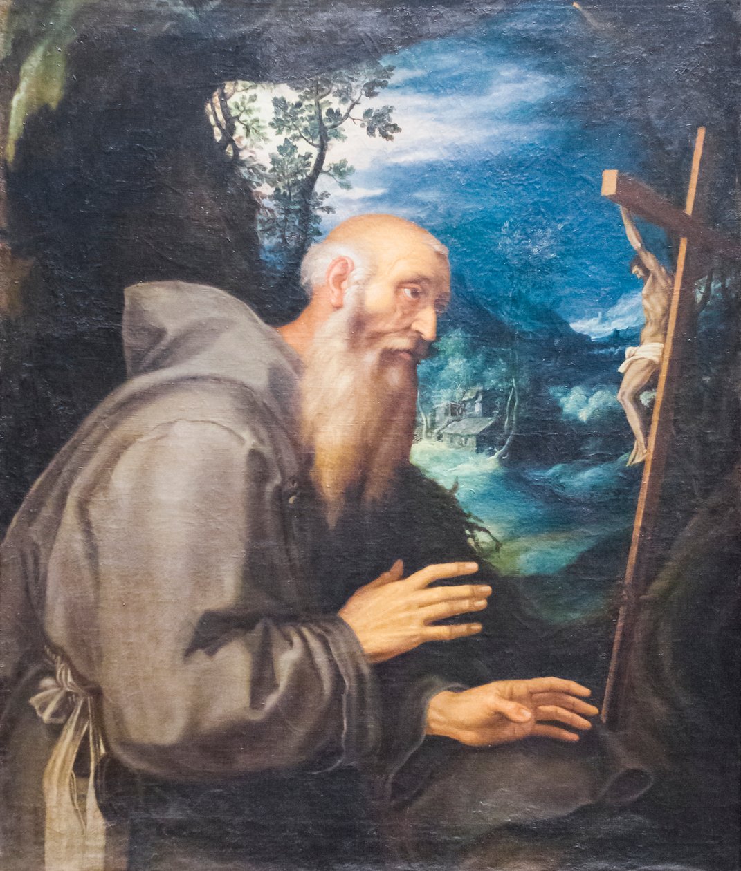 Um Eremita Sagrado (óleo sobre tela) de Girolamo Muziano