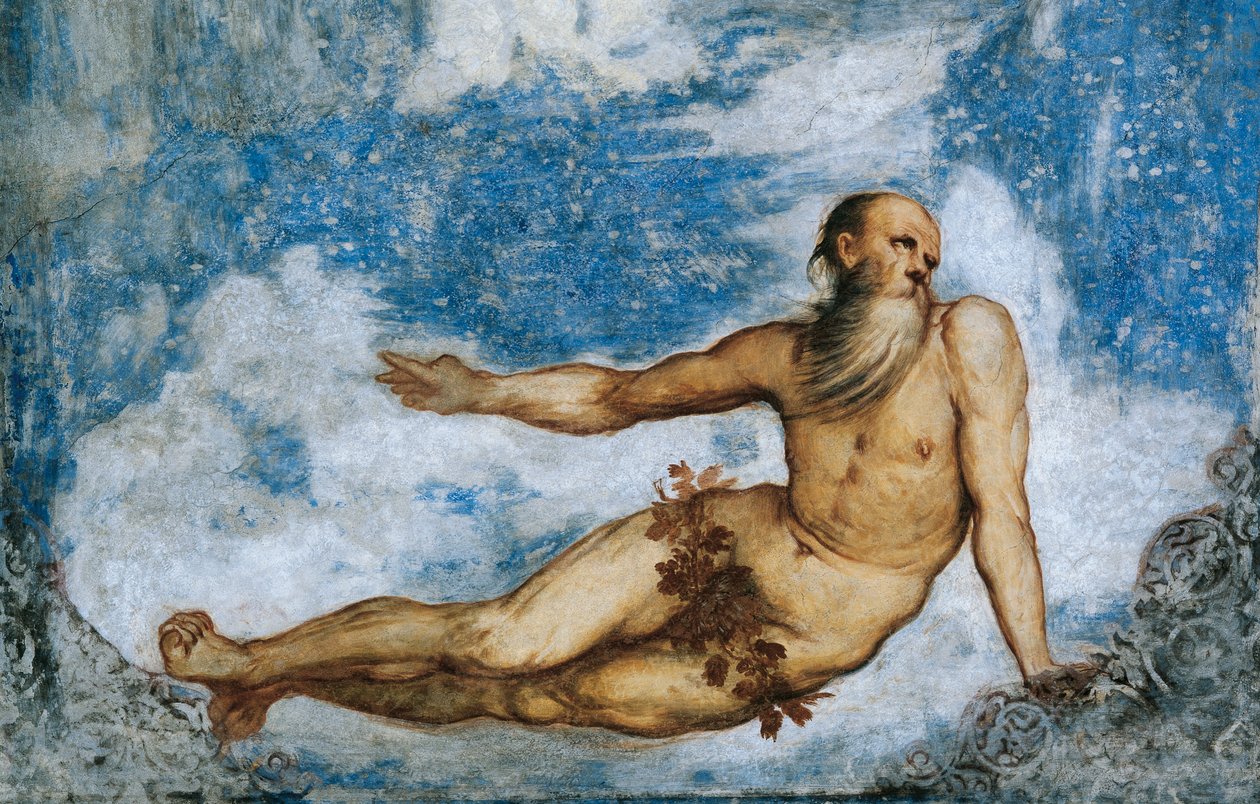 Alegoria de Inverno, Pormenor dos frescos de Girolamo Romanino (ca. 1484- depois de 1559), encomendado por Bernardo Clesio de Girolamo Romanino