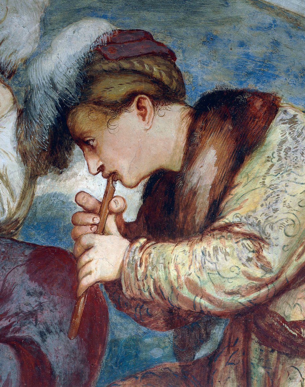 Quarteto de flautas, Detalhe dos afrescos de Girolamo Romanino (ca. 1484- depois de 1559), encomendado por Bernardo Clesio de Girolamo Romanino