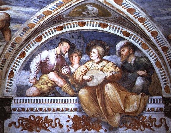 O Concerto: instrumentos de corda, lunette de Girolamo Romanino