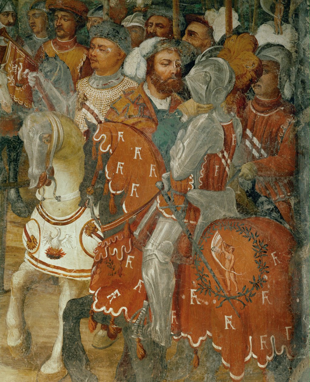 Dois concorrentes num torneio (fresco) de Girolamo Romanino