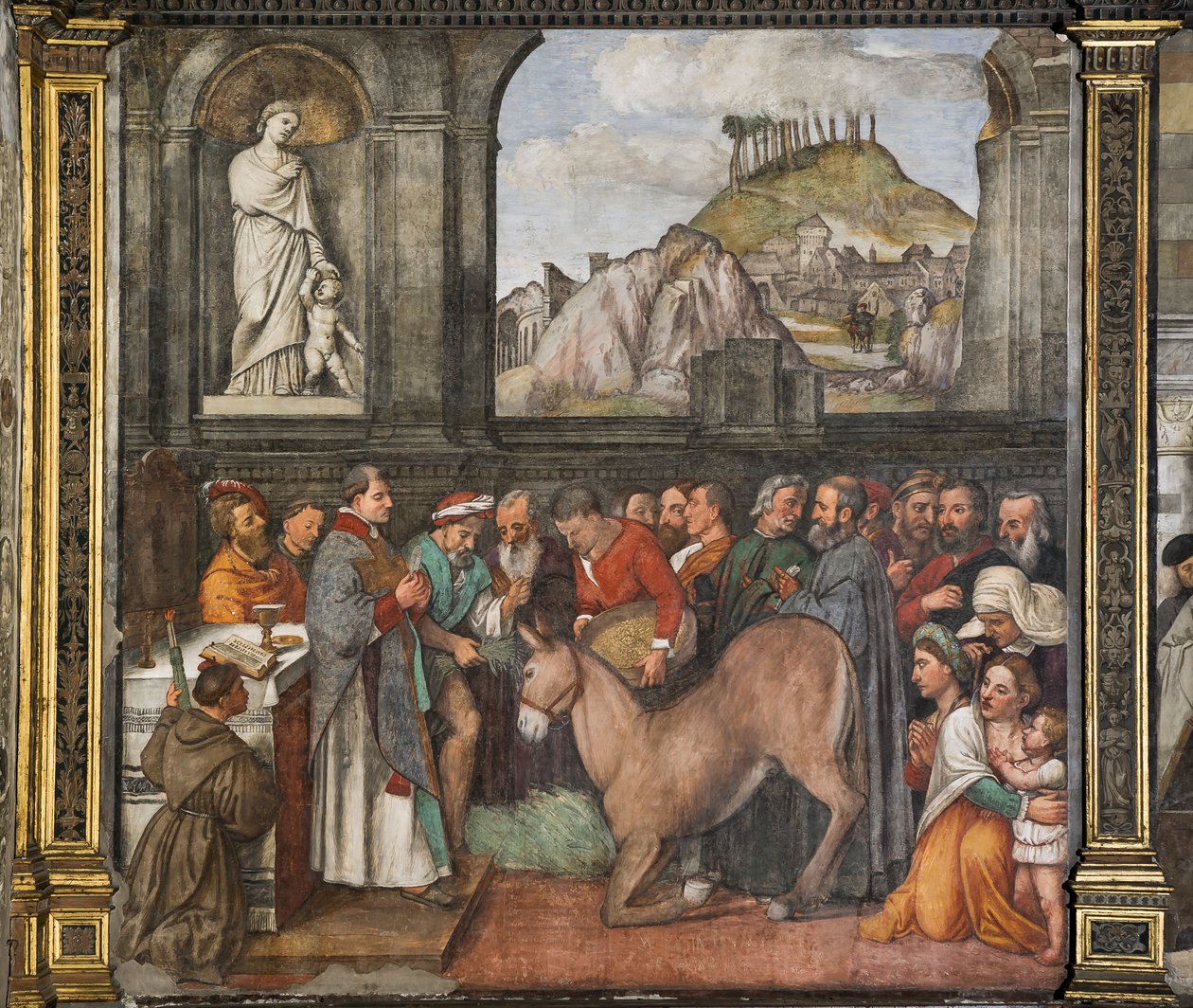 O milagre da mula, a Muralha do Norte, Escola do Santo, detalhe de 2195188 de Girolamo Tessari