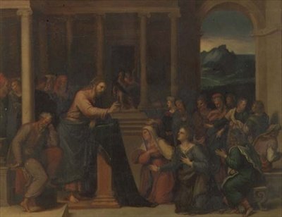 Cristo na Casa de Maria e Martha (painel) de Girolamo da Carpi