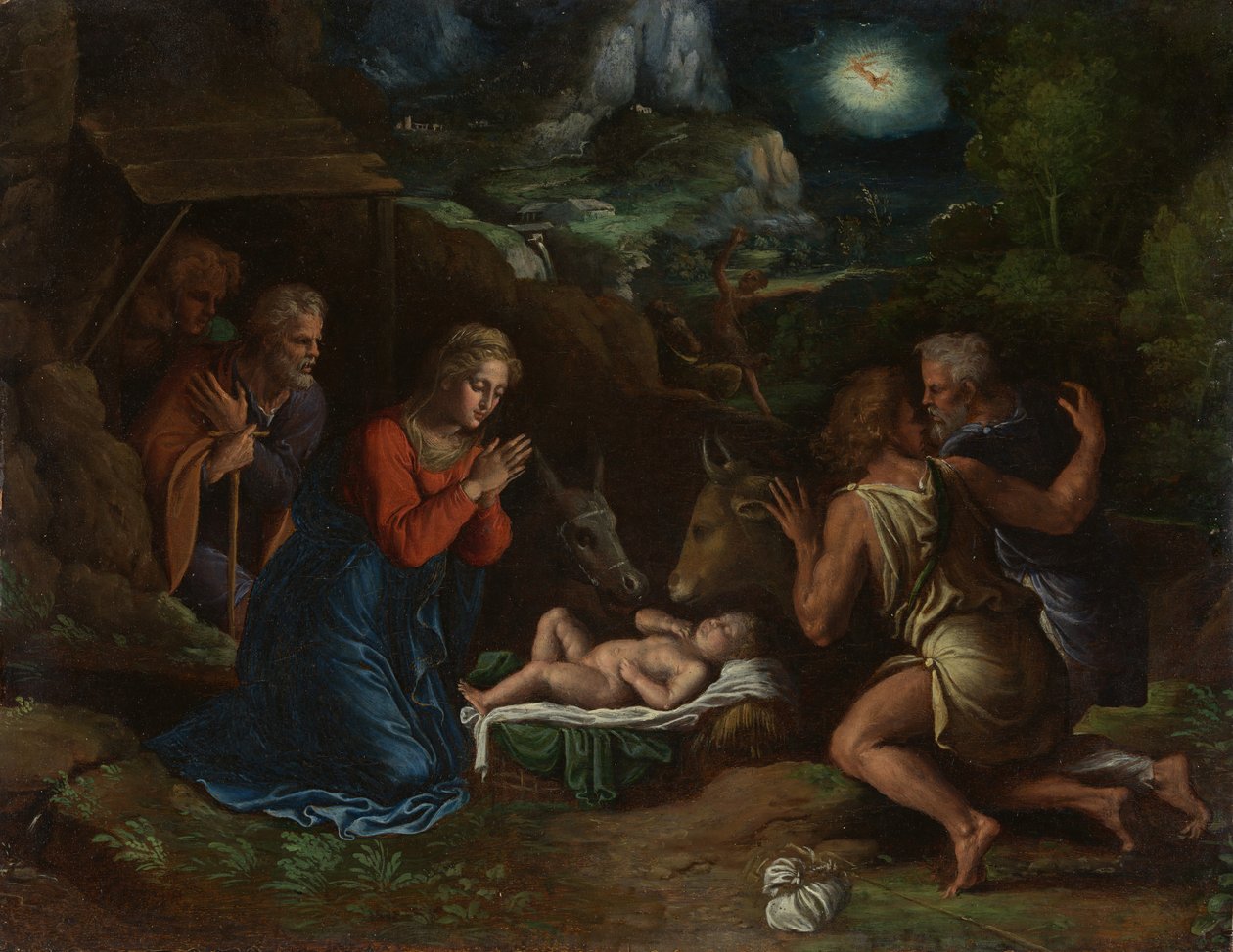 A Adoração dos Pastores, ca. 1535-40. de Girolamo da Carpi